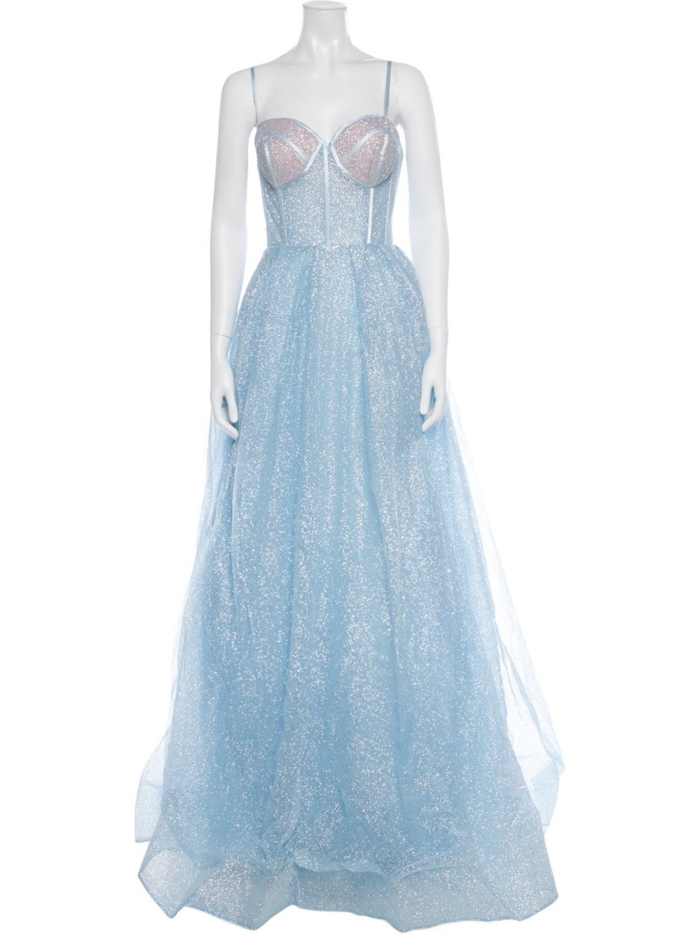 Portia and Scarlett Light Blue Glitter Tulle Corset Ball Gown